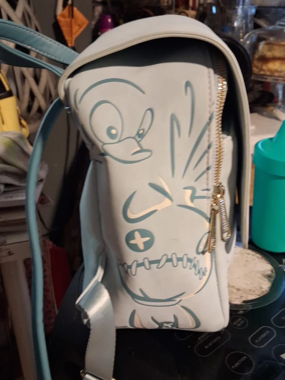 Baby Blue Loungefly Stitch Cartoon Embroidered Backpack - Casual Everyday Bag